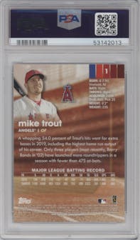 Mike Trout from the 2020 Topps Stadium Club set graded by PSA and given an overall grade of 10.