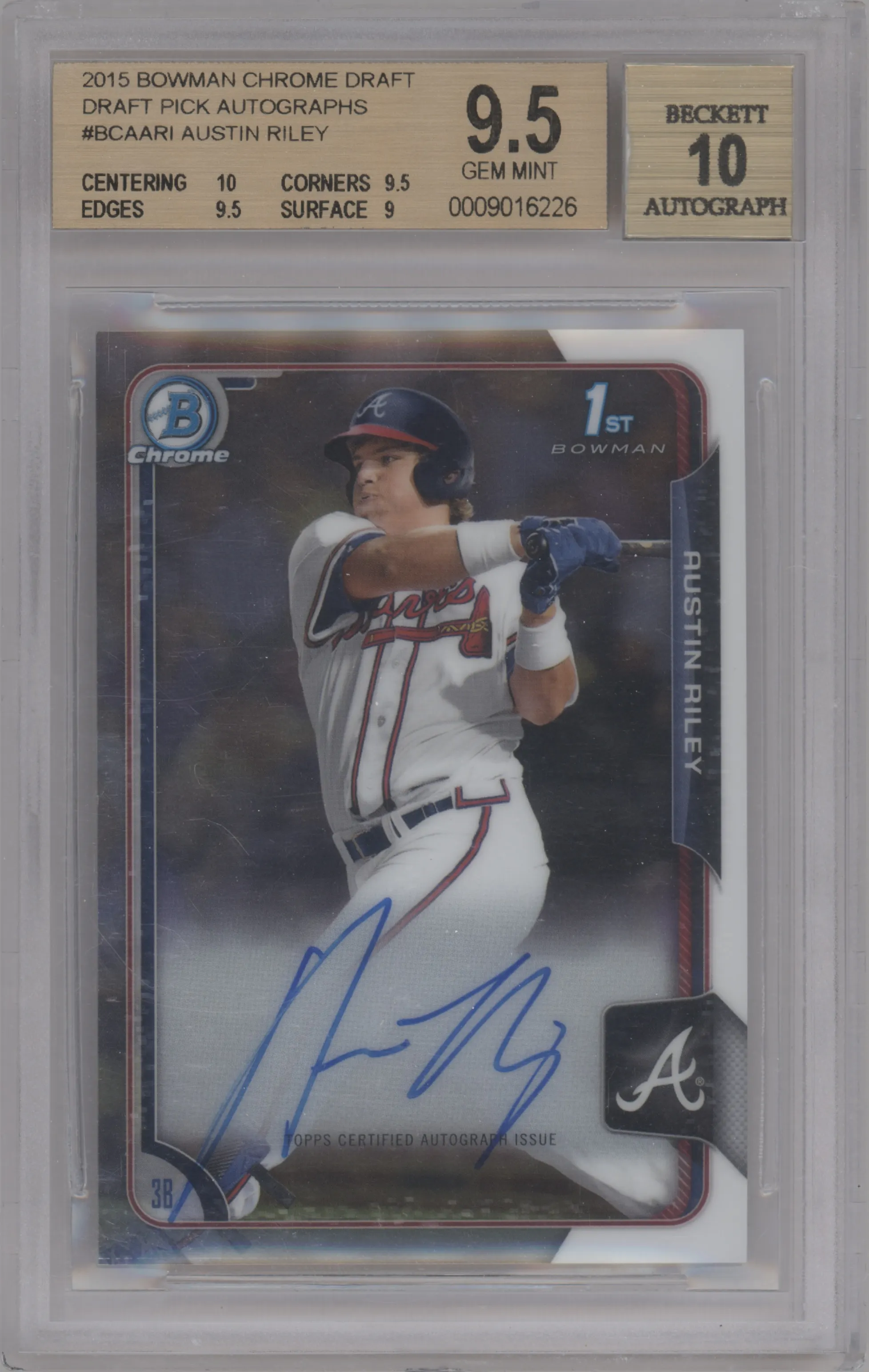 2015 Bowman Draft Chrome DP Auto Austin Riley BGS 9.5