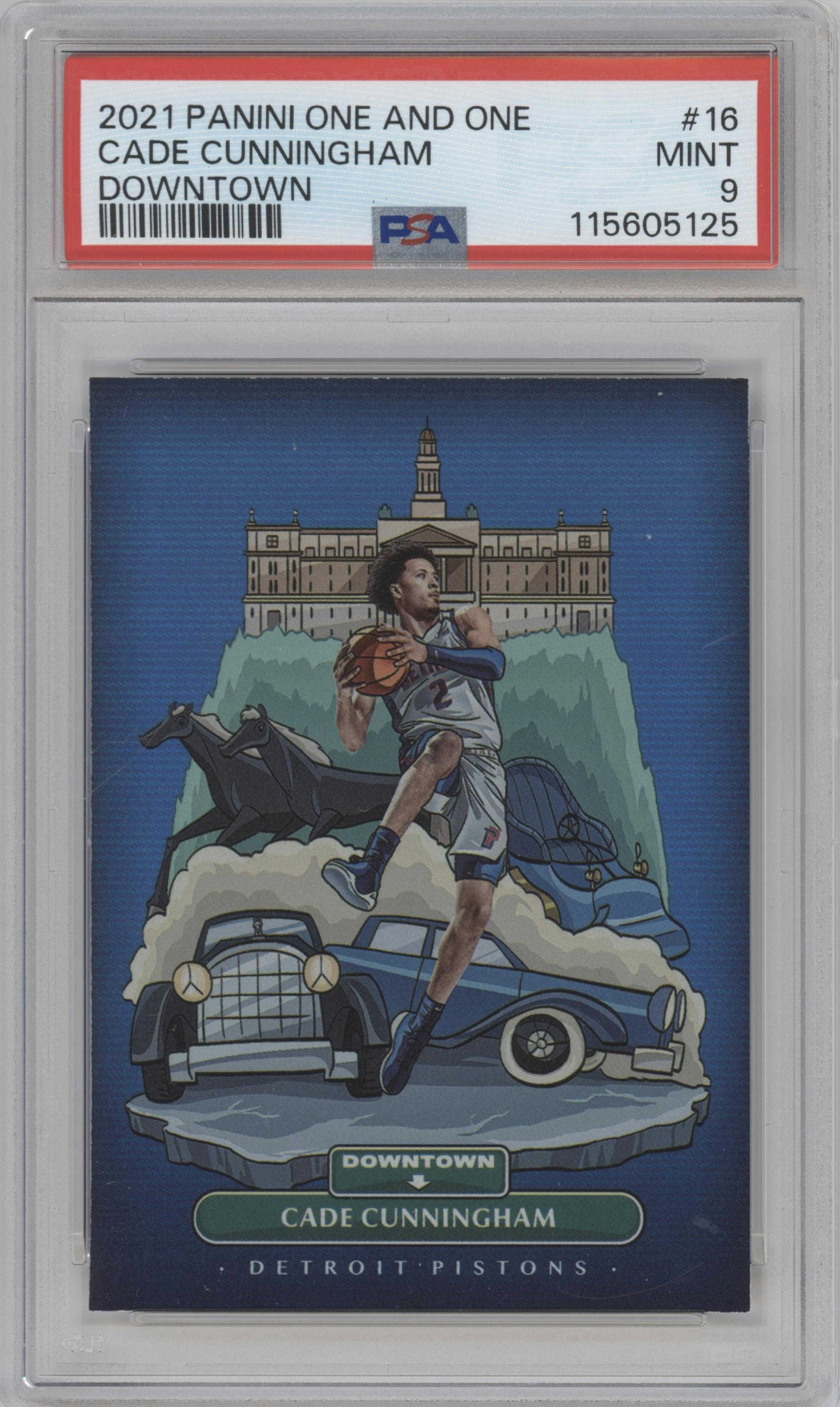 Cade Cunningham from the 2021-22 Panini One and One set graded by PSA and given an overall grade of 9.