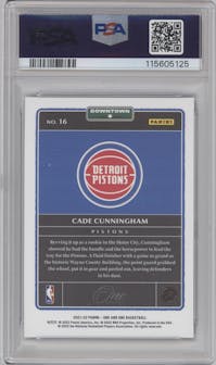 Cade Cunningham from the 2021-22 Panini One and One set graded by PSA and given an overall grade of 9.