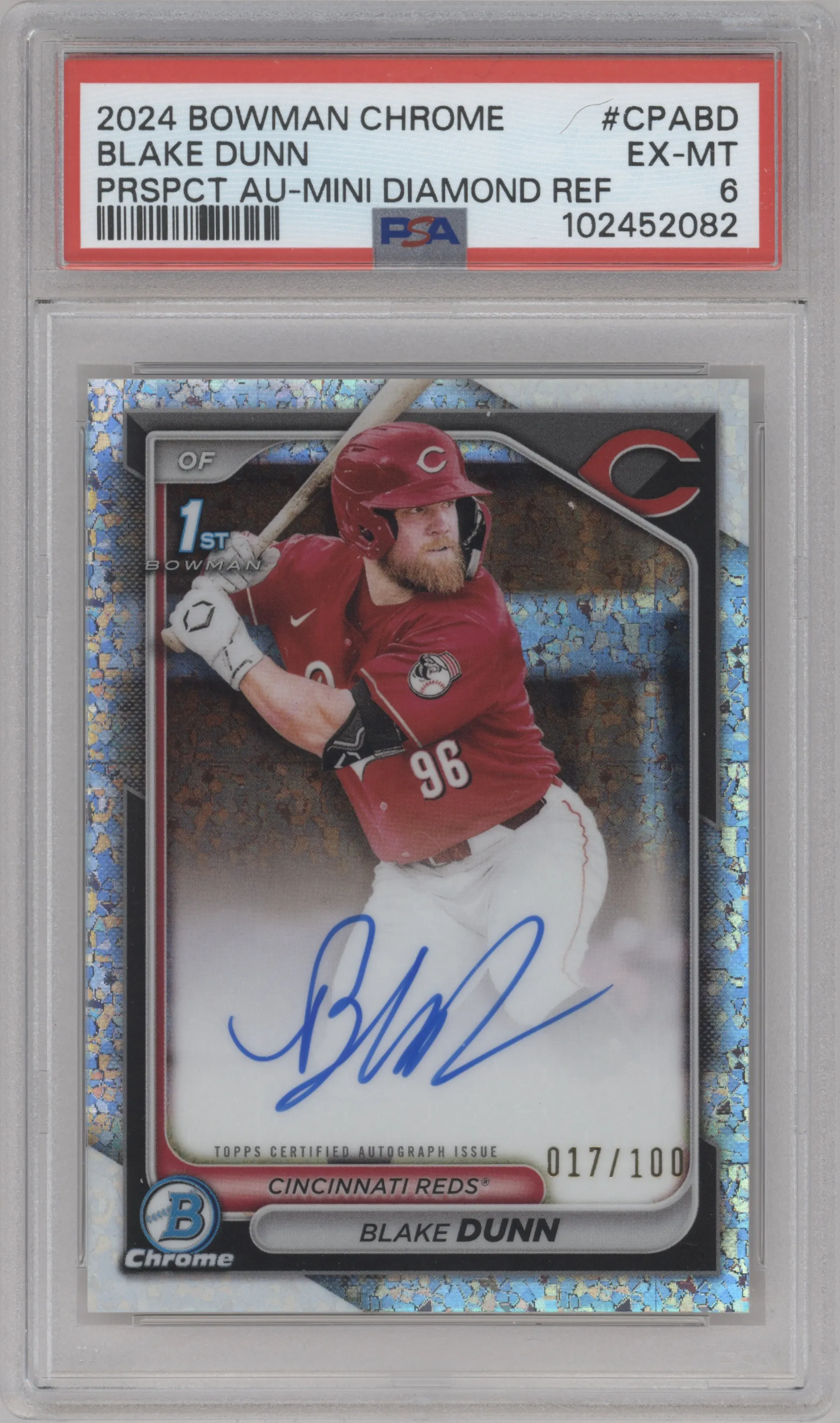 2024 Bowman Chrome Chr.Pros.Auto Blake Dunn Mini Diamond Refractor PSA 6