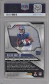 Malik Nabers from the 2024 Panini Prizm set featuring a Blue Shimmer parallel graded by PSA and given an overall grade of 10.