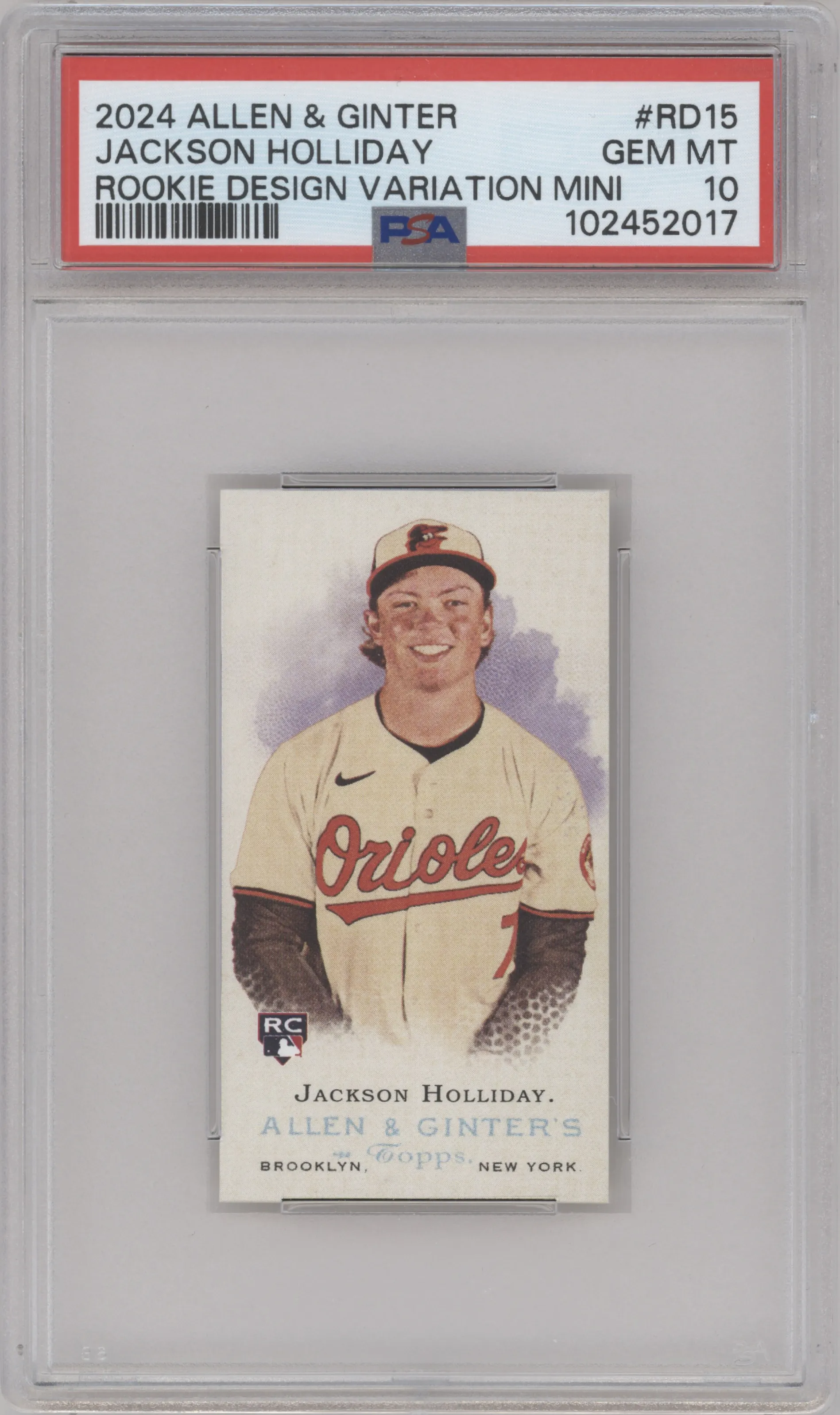 2024 Topps Allen & Ginter Mini Rke.Design Var. Jackson Holliday PSA 10