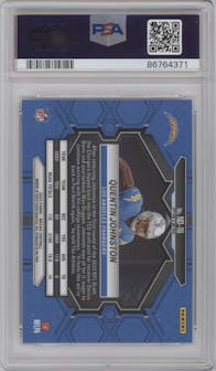 Quentin Johnston from the 2023 Panini Mosaic set featuring a White Sparkle parallel graded by PSA and given an overall grade of 9.