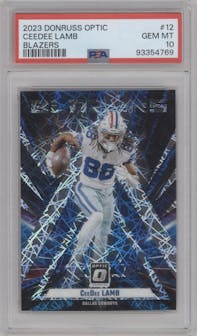 CeeDee Lamb from the 2023 Donruss Optic set graded by PSA and given an overall grade of 10.