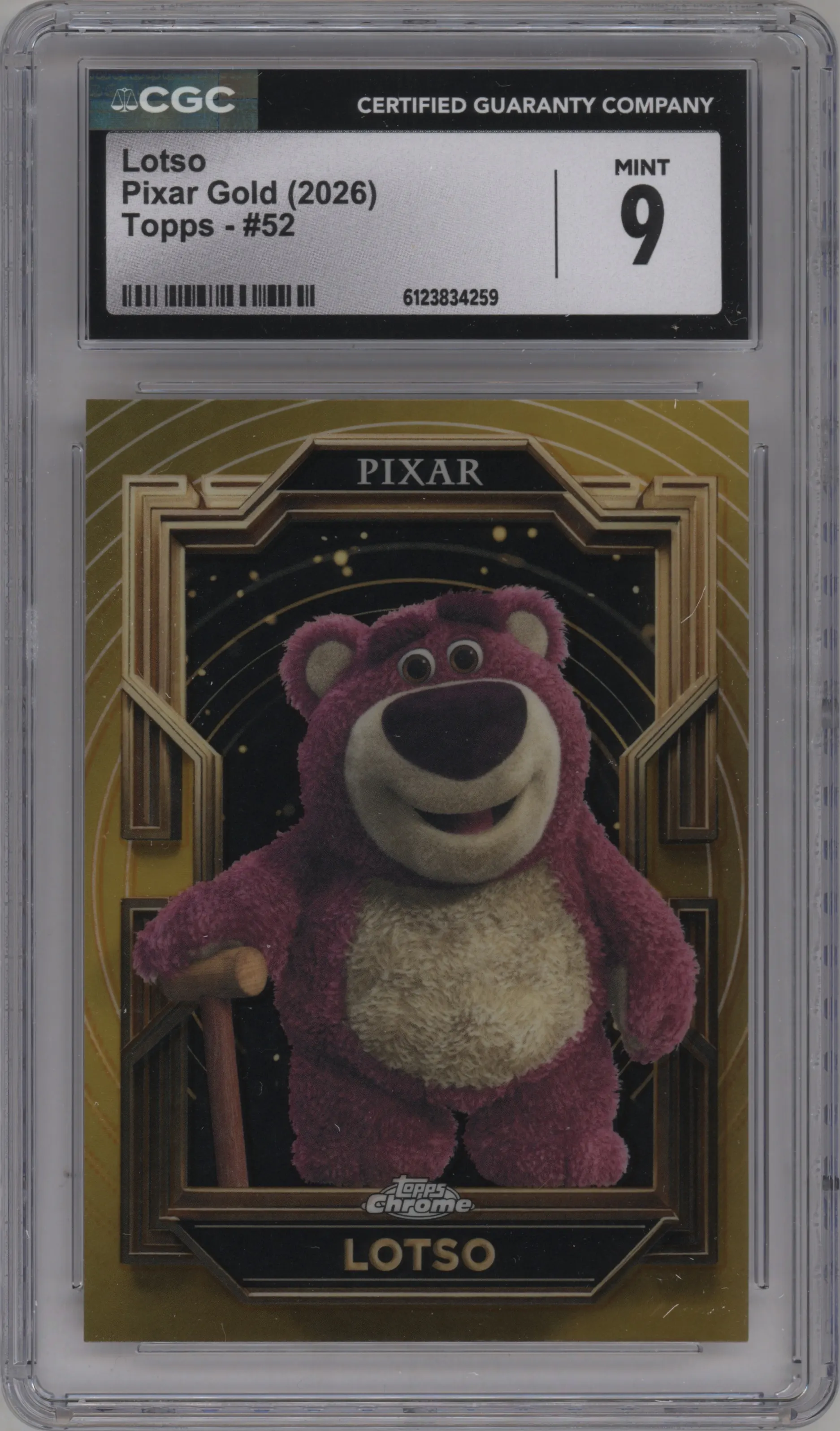 2025 Topps Pixar Gold Lotso CGC 9