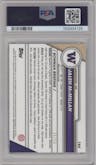 Jalen McMillan from the 2023 Bowman Chrome University Sapphire Edition set featuring a Gold parallel graded by PSA and given an overall grade of 9.