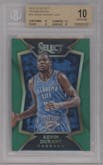Kevin Durant from the 2014-15 Panini Select set featuring a Green Prizm parallel graded by Beckett and given an overall grade of 10.