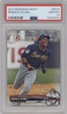 Ronald Acuna from the 2017 Bowman Draft set graded by PSA and given an overall grade of 10.