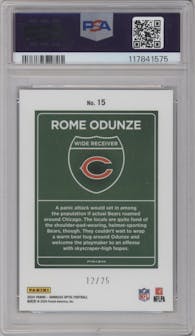 Rome Odunze from the 2024 Donruss Optic set featuring a Black Pandora parallel graded by PSA and given an overall grade of 10.