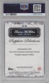 Tetairoa McMillan from the 2024 Bowman University Chrome Sapphire set graded by PSA and given an overall grade of 10.