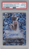 Tetairoa McMillan from the 2024 Bowman University Chrome Sapphire set graded by PSA and given an overall grade of 10.