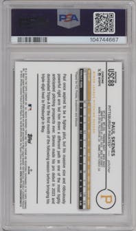 Paul Skenes from the 2024 Topps Chrome Update set featuring a Refractor parallel graded by PSA and given an overall grade of 10.