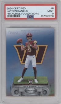 Jayden Daniels from the 2024 Panini Certified set graded by PSA and given an overall grade of 9.