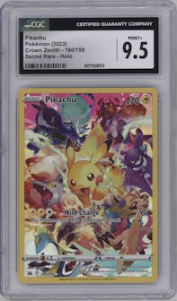 Pikachu  from the 2023 Pokemon SWSH set graded by CSG and given an overall grade of 9.5.