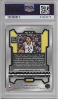 Keyonte George from the 2023-24 Panini Prizm set featuring a Red Ice parallel graded by PSA and given an overall grade of 10.