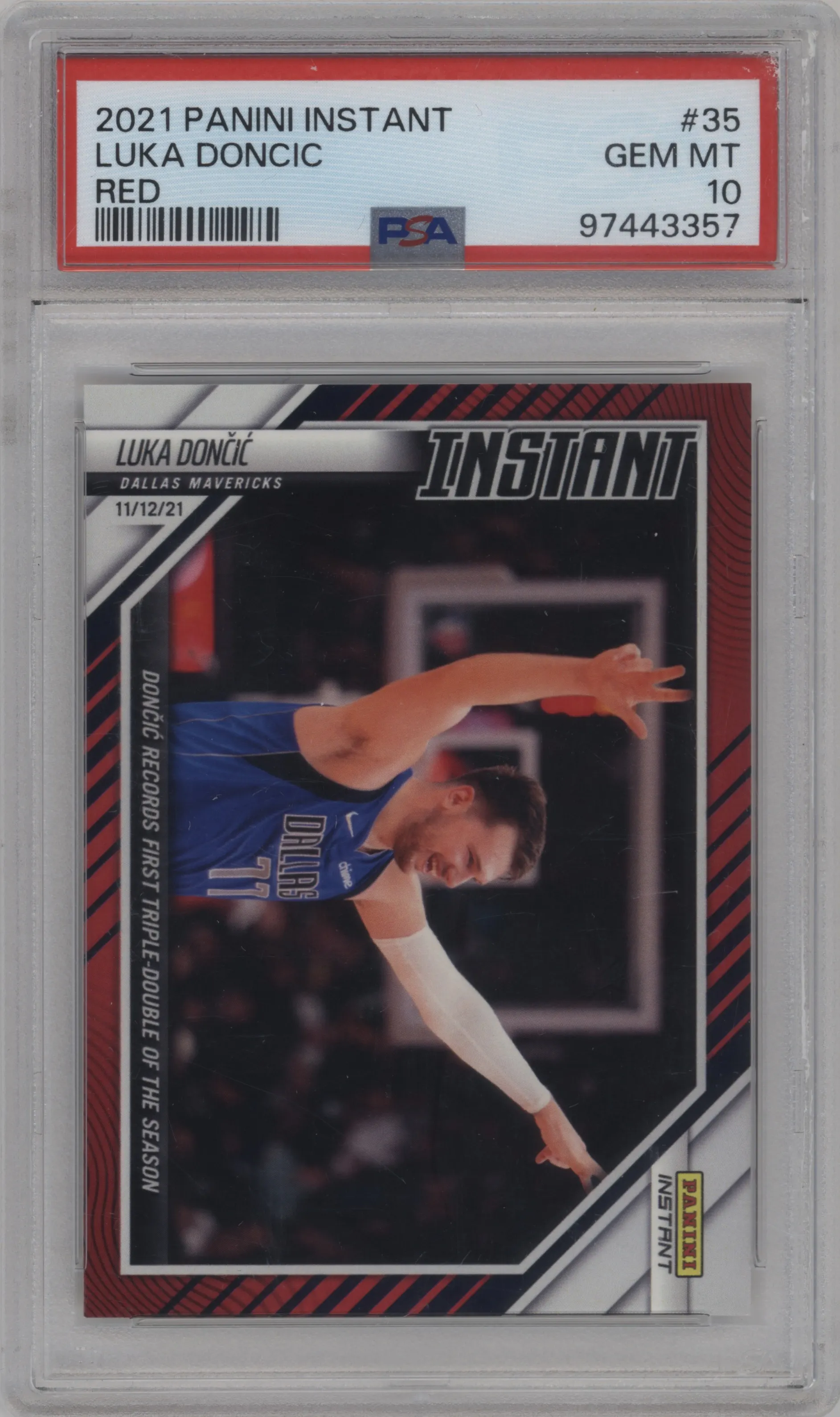 2021 Panini Instant NBA Luka Doncic Red #35 PSA 10