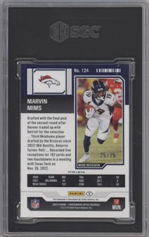 Marvin Mims from the 2023 Panini Contenders Optic set featuring a Teal parallel graded by SGC and given an overall grade of 9.