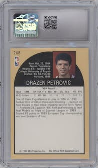 Drazen Petrovic from the 1990-91 NBA Hoops set graded by CSG and given an overall grade of 10.