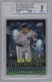 Aaron Judge from the 2024 Topps Cosmic Chrome set featuring a Black Eclipse Refractor  parallel graded by Beckett and given an overall grade of 9.