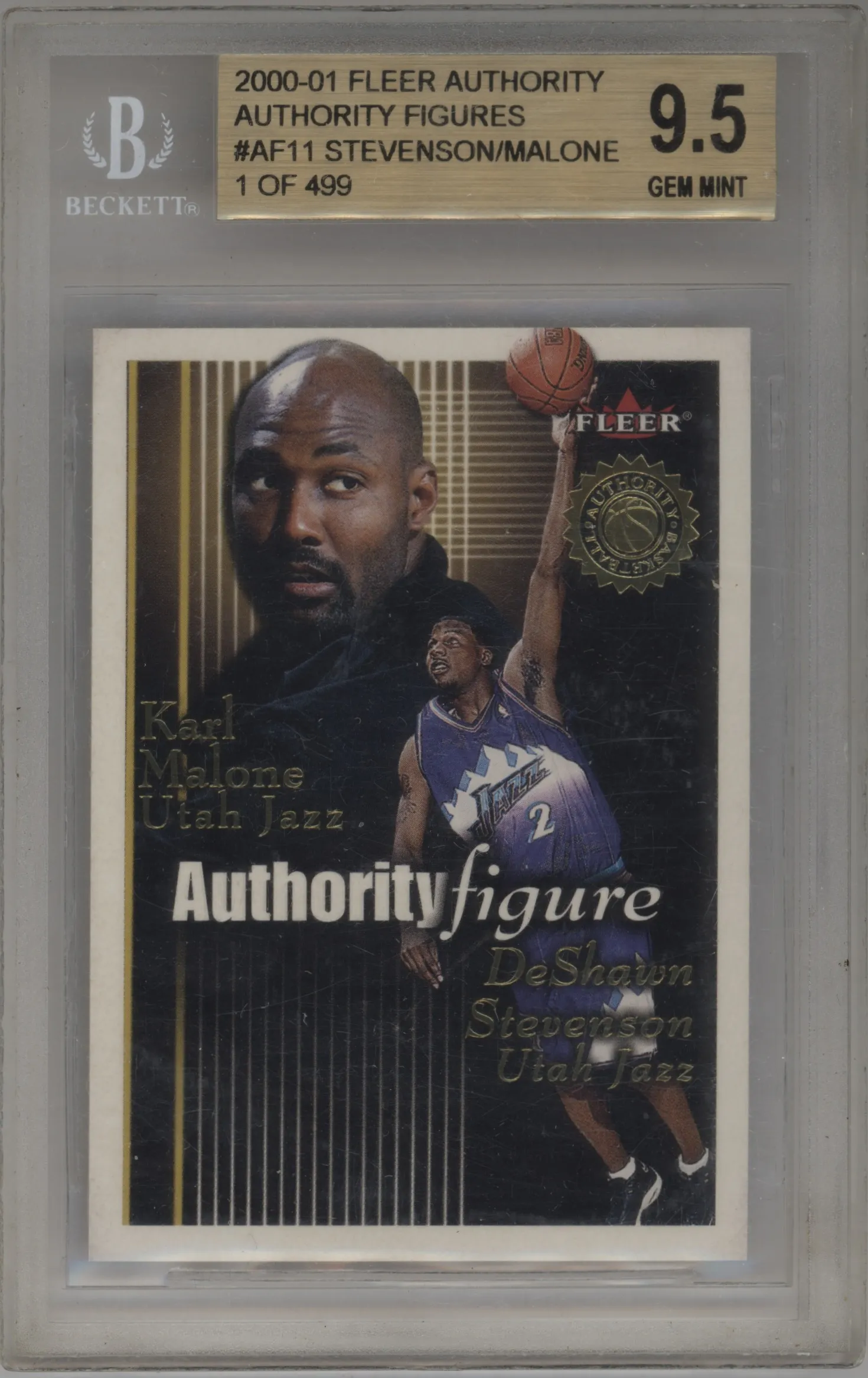 2000 Fleer Authority Authority Figure DeShawn Stevenson/Karl Malone BGS 9.5