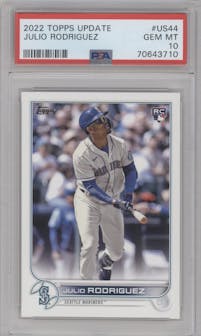 Julio Rodriguez from the 2022 Topps Update  set graded by PSA and given an overall grade of 10.