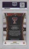 Patrick Mahomes II from the 2023 Panini Select Draft Picks set featuring a Blue Retail parallel graded by PSA and given an overall grade of 9.