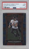 Patrick Mahomes II from the 2023 Panini Select Draft Picks set featuring a Blue Retail parallel graded by PSA and given an overall grade of 9.