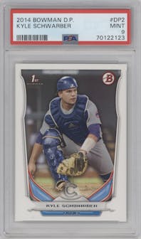 Kyle Schwarber from the 2014 Bowman Draft  set graded by PSA and given an overall grade of 9.