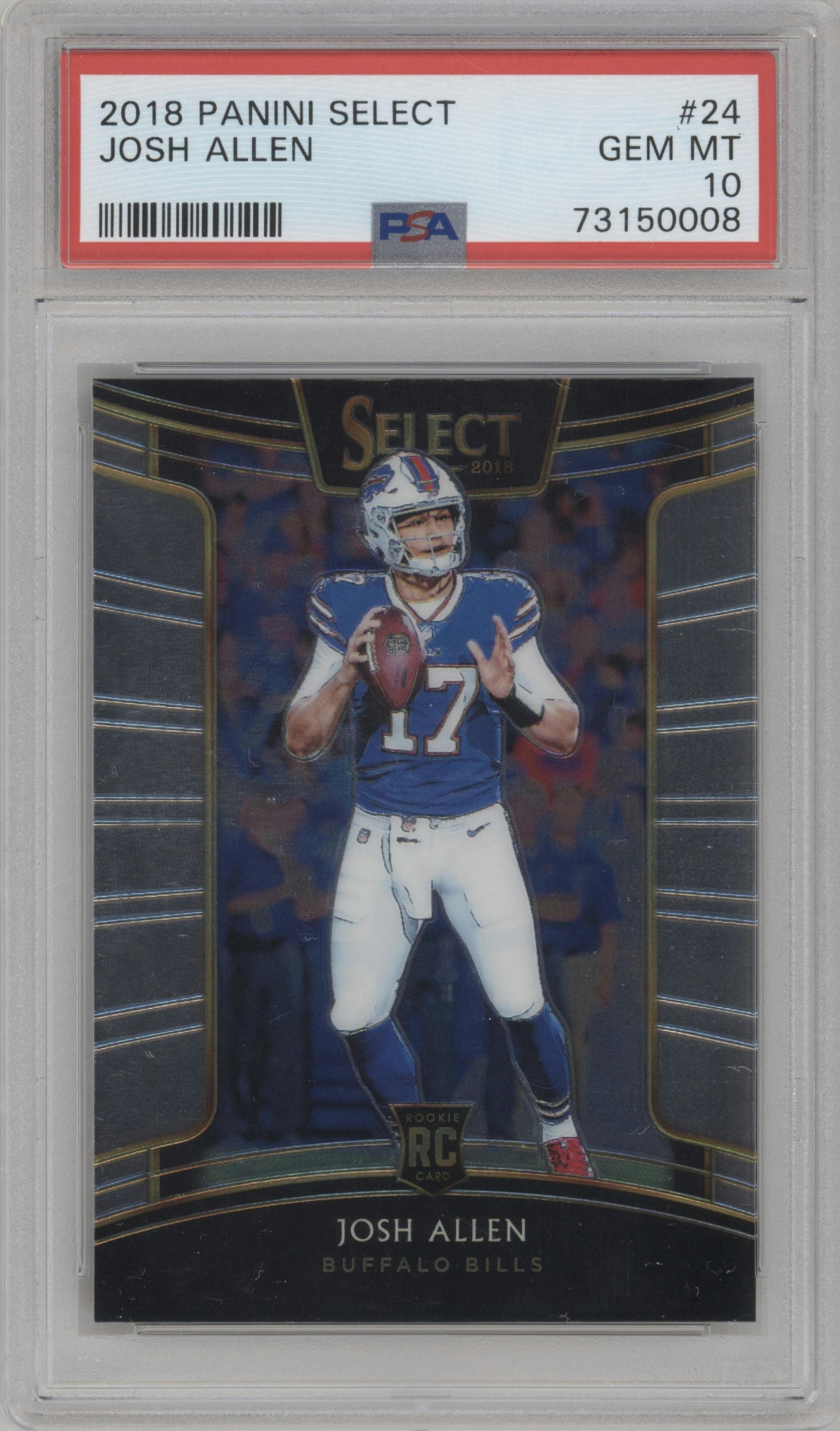 Josh Allen from the 2018 Panini Select set graded by PSA and given an overall grade of 10.