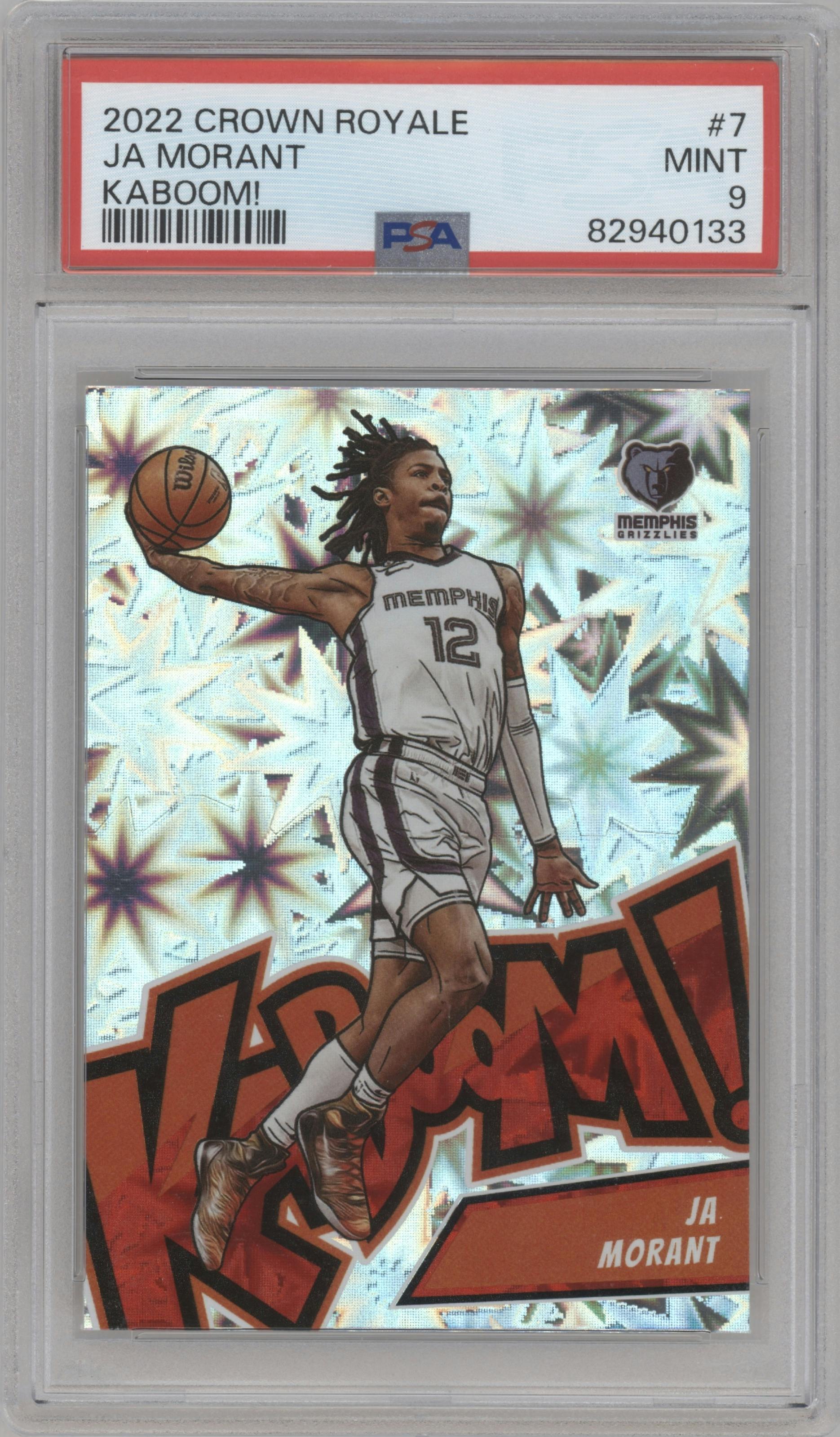 Ja Morant  from the 2022-23 Panini Crown Royale set graded by PSA and given an overall grade of 9.