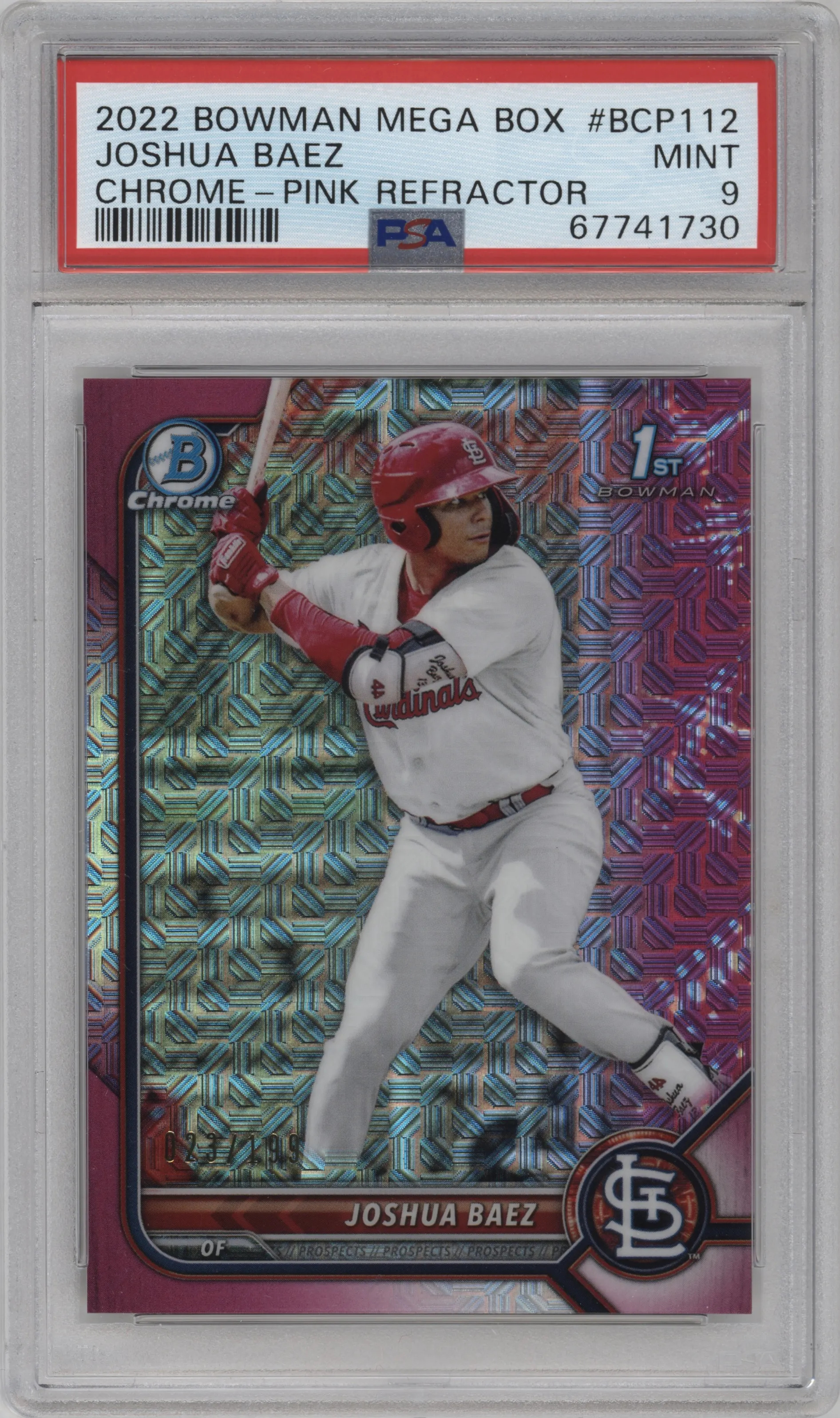 2022 Bowman Mega Box Chrome Joshua Baez Pink Refractor #BCP-112 PSA 9