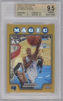 Dwight Howard from the 2008-09 Topps Chrome  set featuring a Gold Refractor parallel graded by Beckett and given an overall grade of 9.5.