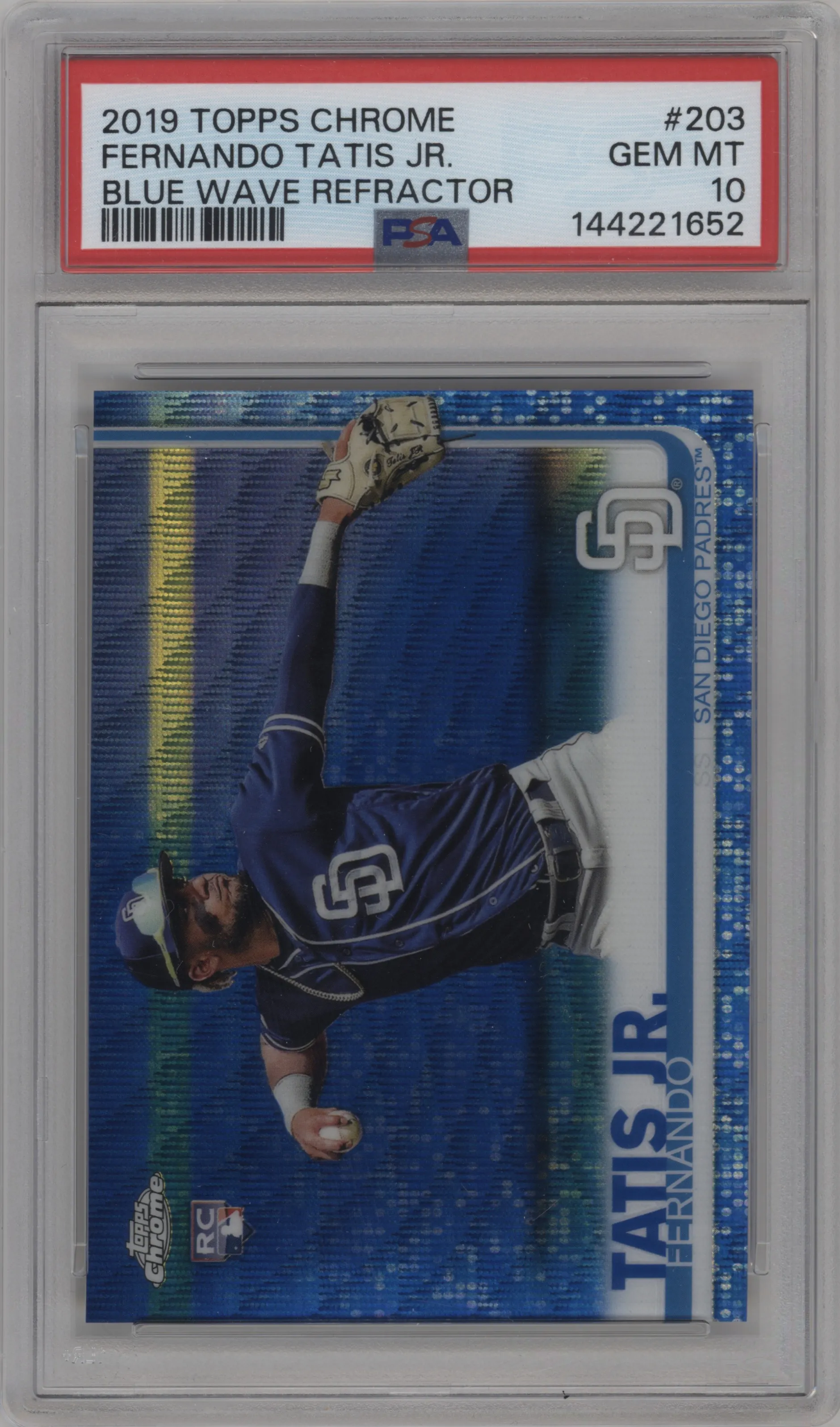 2019 Topps Chrome Fernando Tatis Jr. Blue Wave Refractor #203 PSA 10