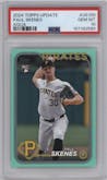 Paul Skenes from the 2024 Topps Update set featuring a Aqua parallel graded by PSA and given an overall grade of 10.