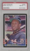 Kirby Puckett from the 1985 Donruss set graded by PSA and given an overall grade of 8.