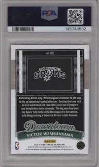 Victor Wembanyama from the 2023-24 Panini One and One set graded by PSA and given an overall grade of 10.