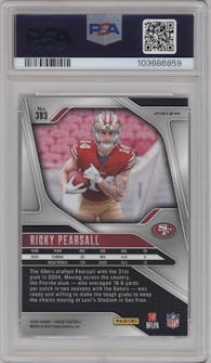 Ricky Pearsall from the 2024 Panini Prizm set featuring a Silver Prizm parallel graded by PSA and given an overall grade of 10.