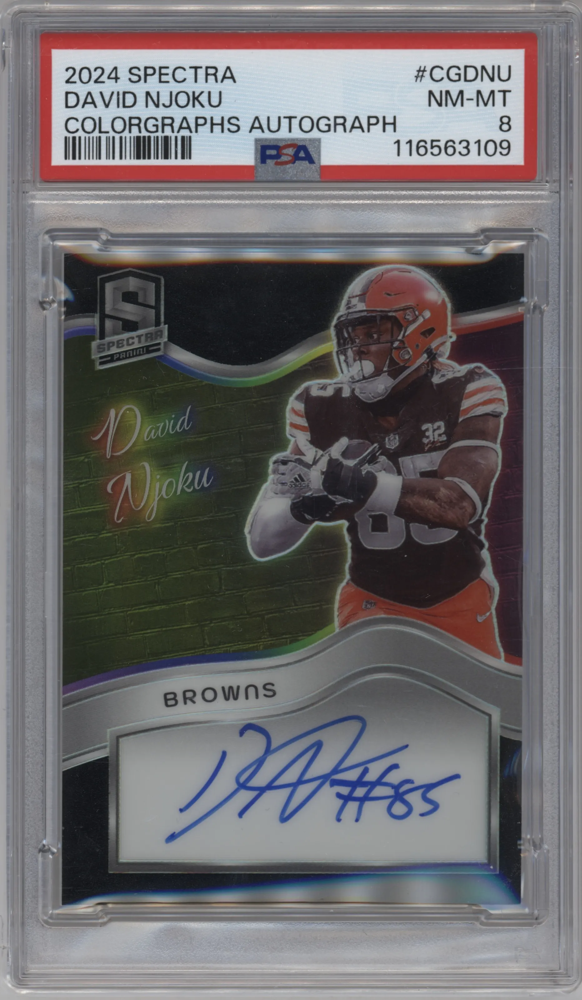 2024 Panini Spectra Colorgraphs David Njoku PSA 8