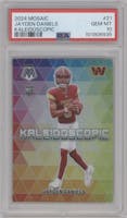Jayden Daniels from the 2024 Panini Mosaic set graded by PSA and given an overall grade of 10.
