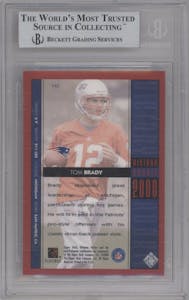 Tom Brady from the 2000 Upper Deck Ultimate Victory set graded by Beckett and given an overall grade of 9.