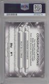 Elly De La Cruz/Jackson Chourio from the 2023 Bowman Sterling set featuring a Rose Gold parallel graded by PSA and given an overall grade of 10.