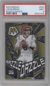 Joe Burrow from the 2023 Panini Mosaic set graded by PSA and given an overall grade of 9.