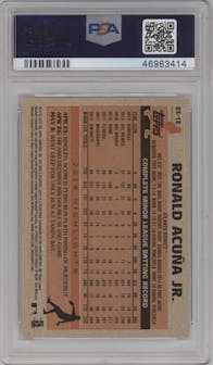 Ronald Acuna Jr. from the 2018 Topps Update set graded by PSA and given an overall grade of 9.