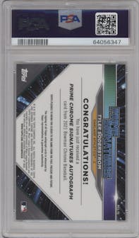 Tyler Soderstrom from the 2021 Bowman Chrome set featuring a Orange parallel graded by PSA and given an overall grade of 10.