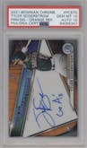 Tyler Soderstrom from the 2021 Bowman Chrome set featuring a Orange parallel graded by PSA and given an overall grade of 10.