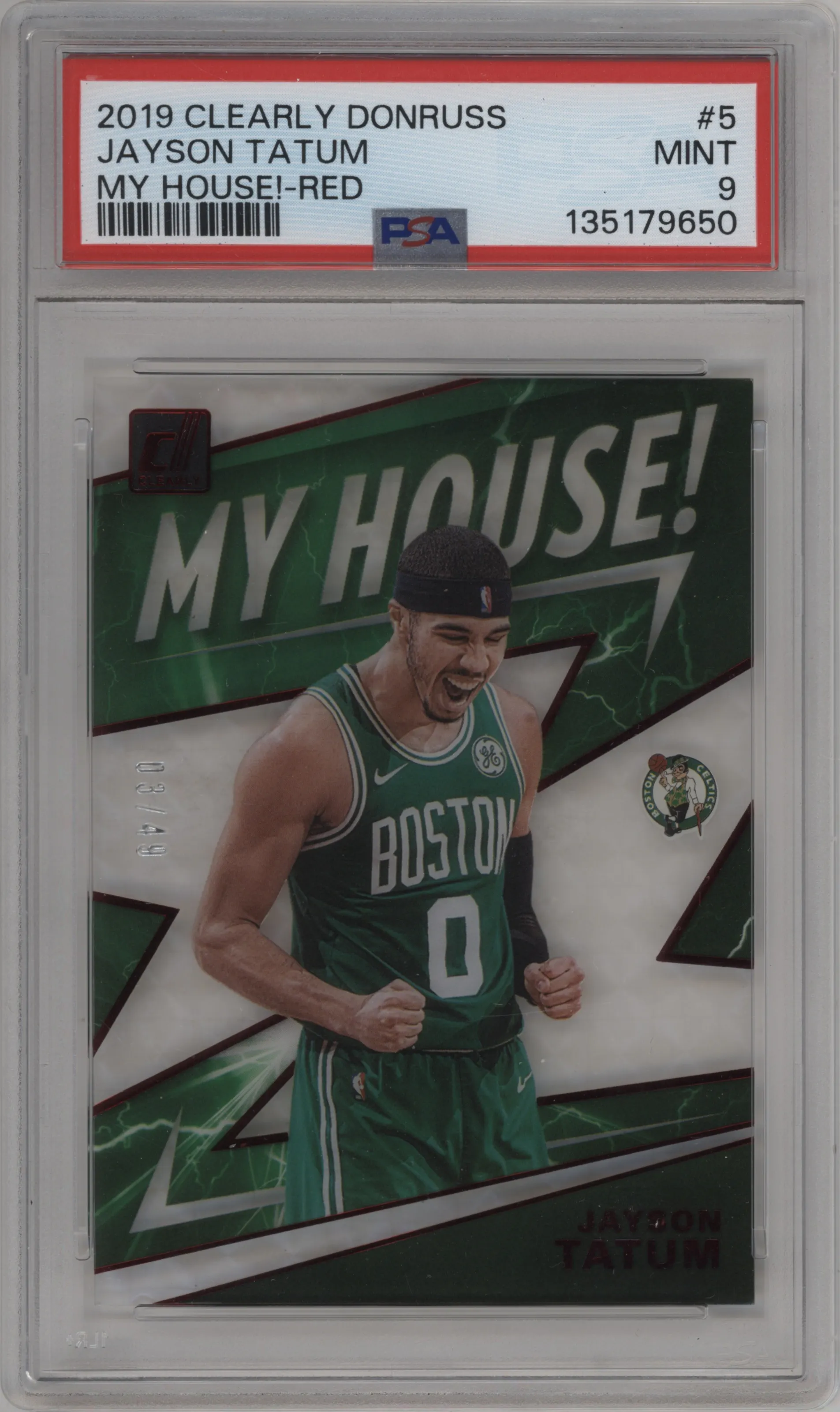2019 Panini Clearly Donruss My House! Jayson Tatum Red PSA 9