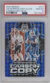 Joe Burrow/Josh Allen from the 2024 Panini Mosaic set featuring a Blue Mosaic parallel graded by PSA and given an overall grade of 10.