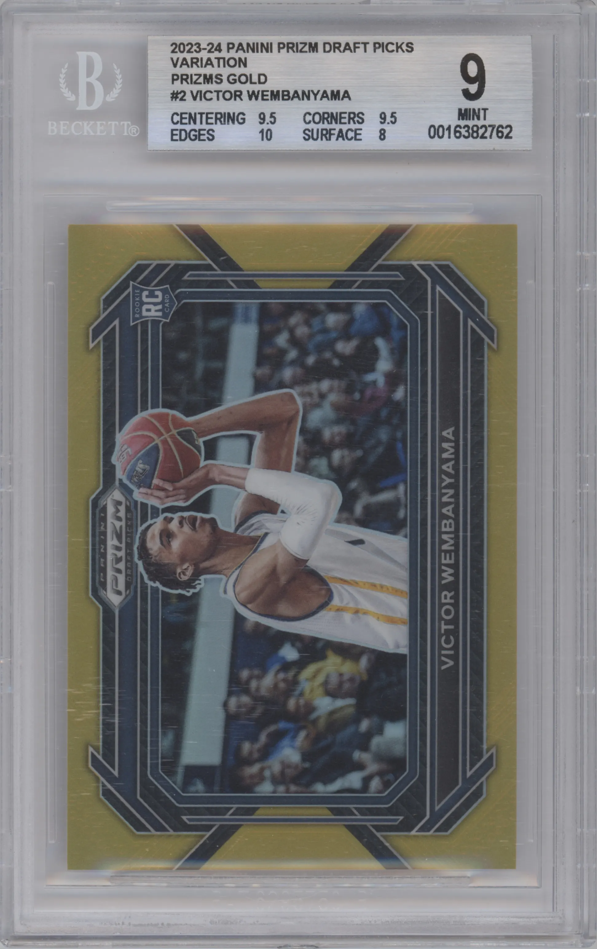 2023 Panini Prizm Draft Picks Variation Victor Wembanyama Gold Prizm BGS 9