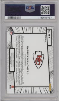 Patrick Mahomes II  from the 2022 Panini Prizm set graded by PSA and given an overall grade of 10.